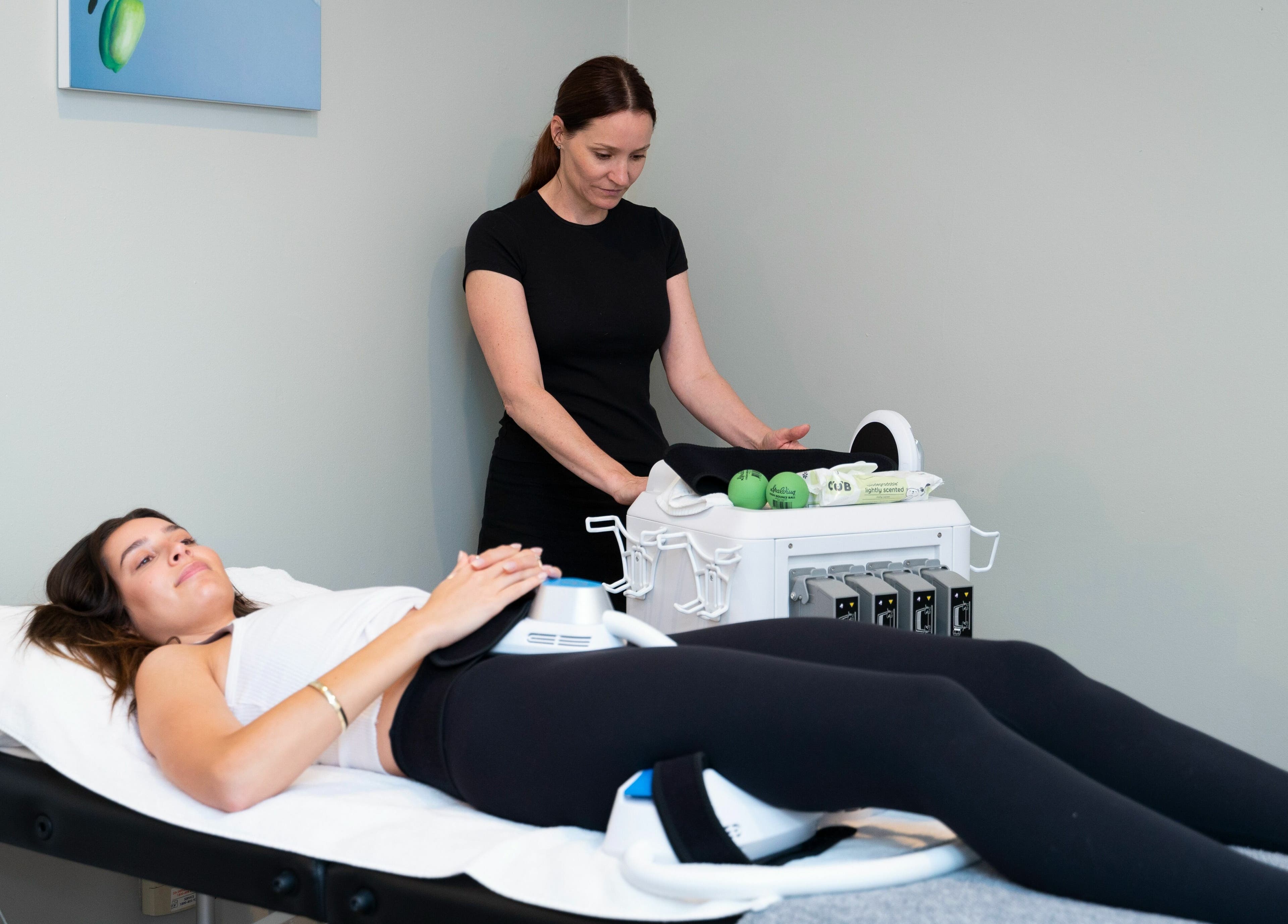 Woman receiving body sculpting treatment at Peachy Body Sculpting, Tuart Hill, Western Australia, AU.