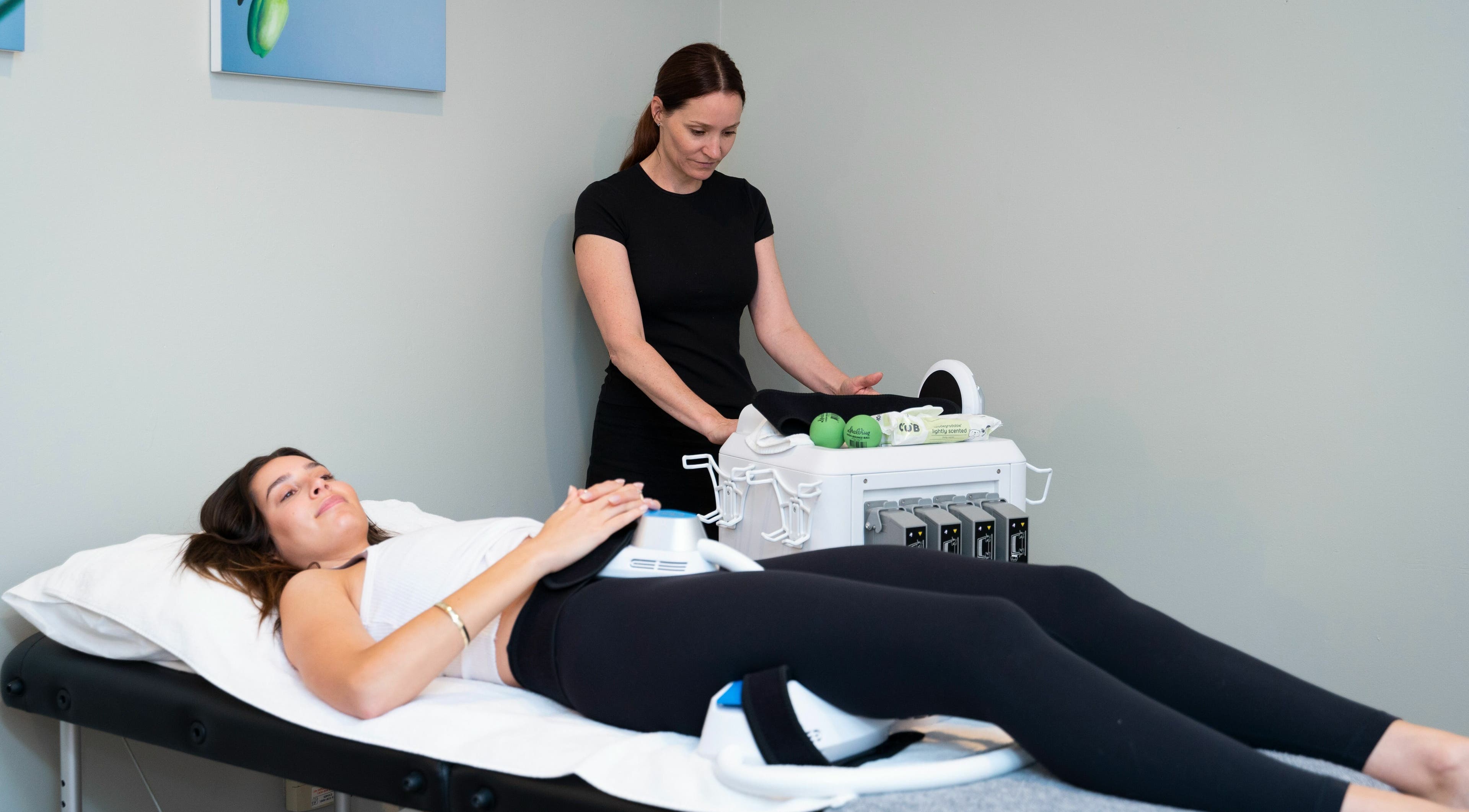 Woman receiving body sculpting treatment at Peachy Body Sculpting, Tuart Hill, Western Australia, AU.