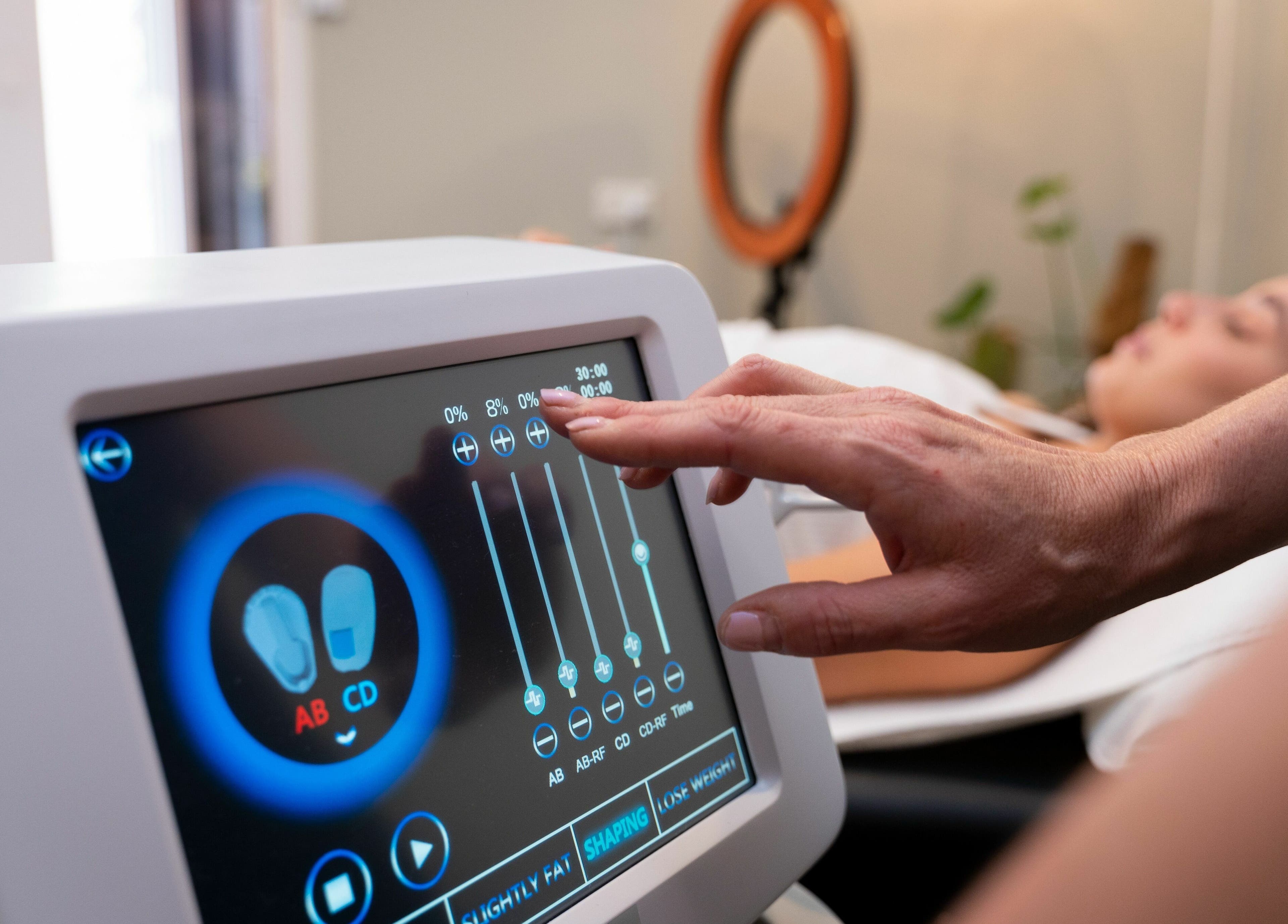 Modern body sculpting machine at Peachy Body Sculpting, Tuart Hill, Western Australia, AU, enhancing client shape.