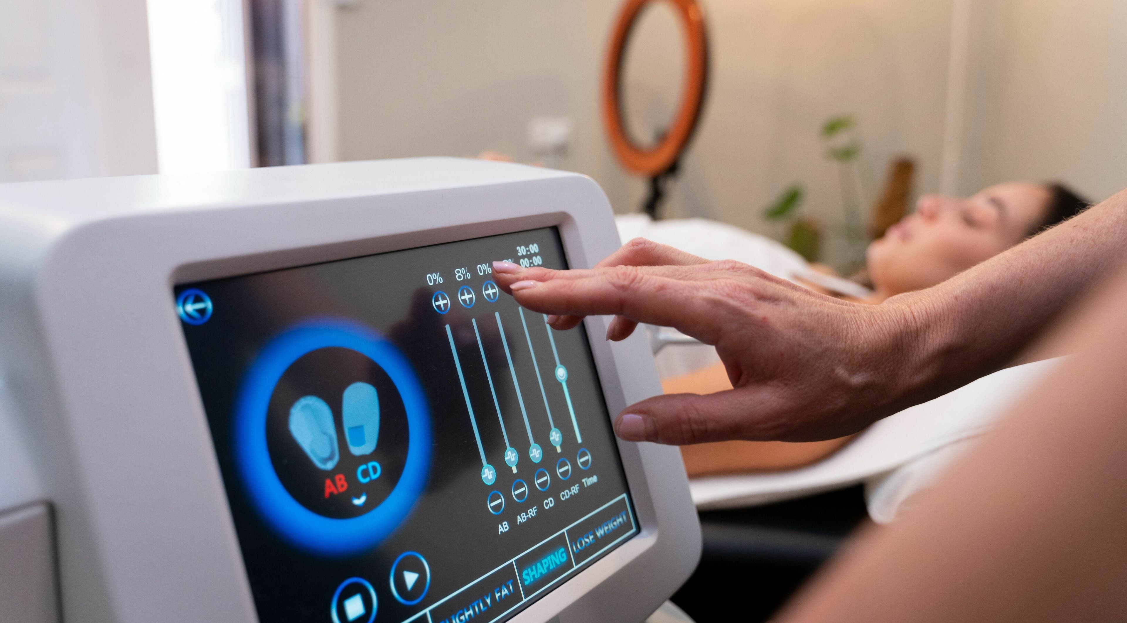 Modern body sculpting machine at Peachy Body Sculpting, Tuart Hill, Western Australia, AU, enhancing client shape.