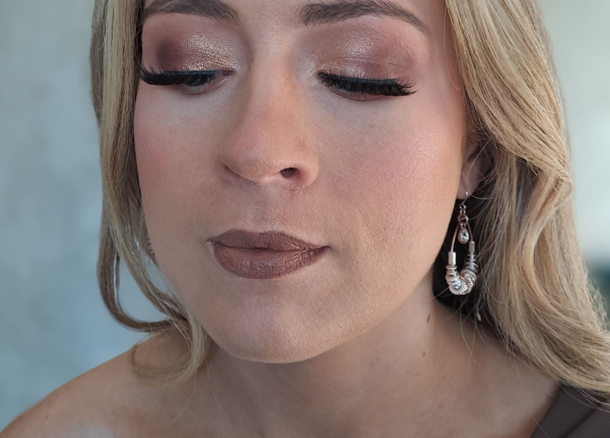 Elegant makeup at Beauty by Hailey Anderson, Larkhall, Scotland, GB featuring bronze eyelids and nude lips.