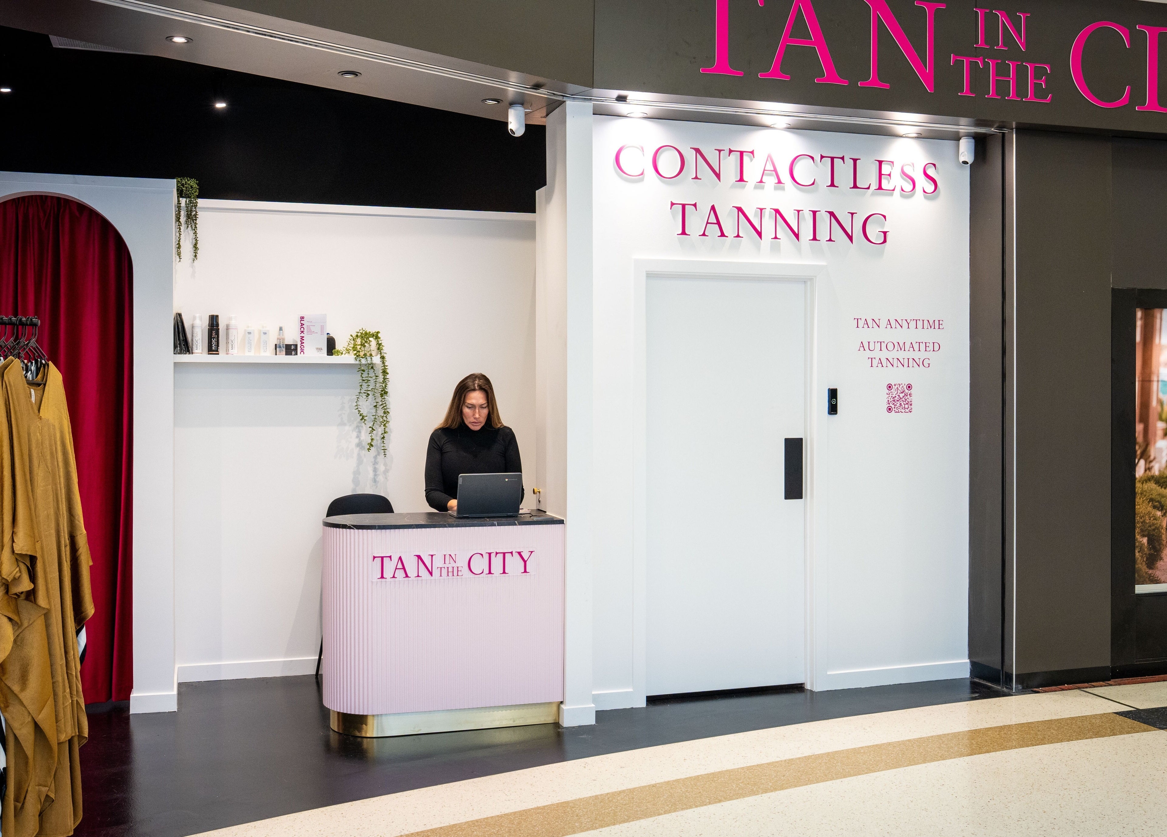 Reception area at Tan In The City Dunedin, Dunedin, Otago Region, NZ with a modern and stylish design.