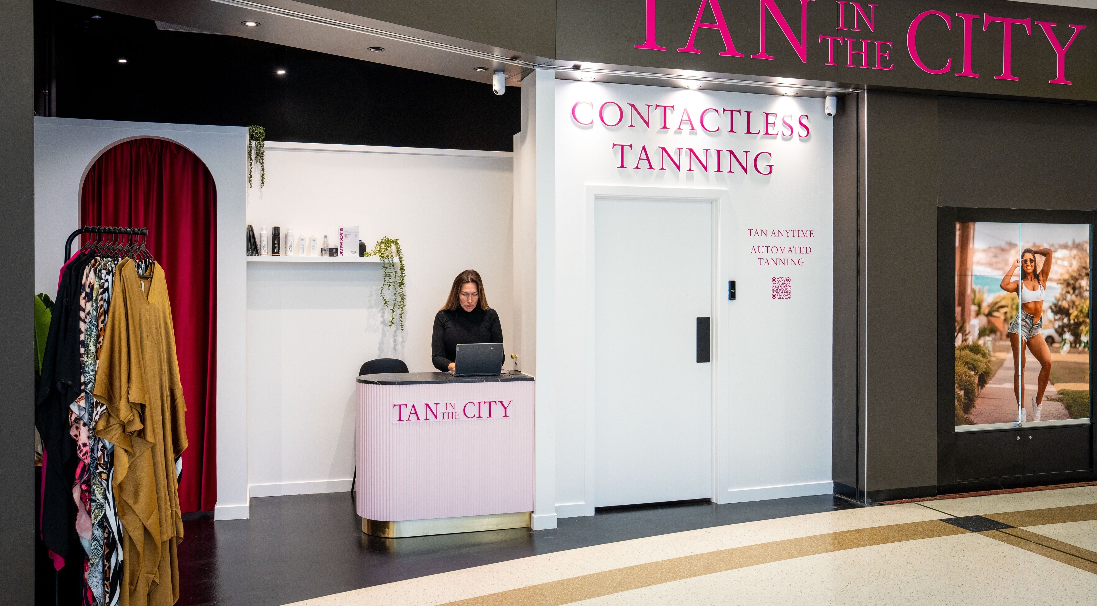 Reception area at Tan In The City Dunedin, Dunedin, Otago Region, NZ with a modern and stylish design.