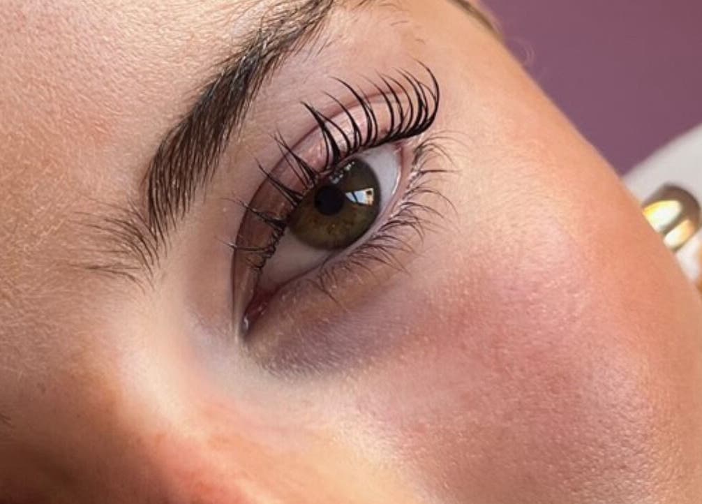 Close-up of styled lashes at Manchester Lashes | Jean Studios in Ancoats Beehive Mill, Manchester, England, GB.