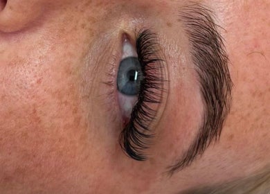 Close-up of enhanced eyelashes at Chester Lashes | Jean Studios | 15 Grosvenor St, Chester, England, GB.