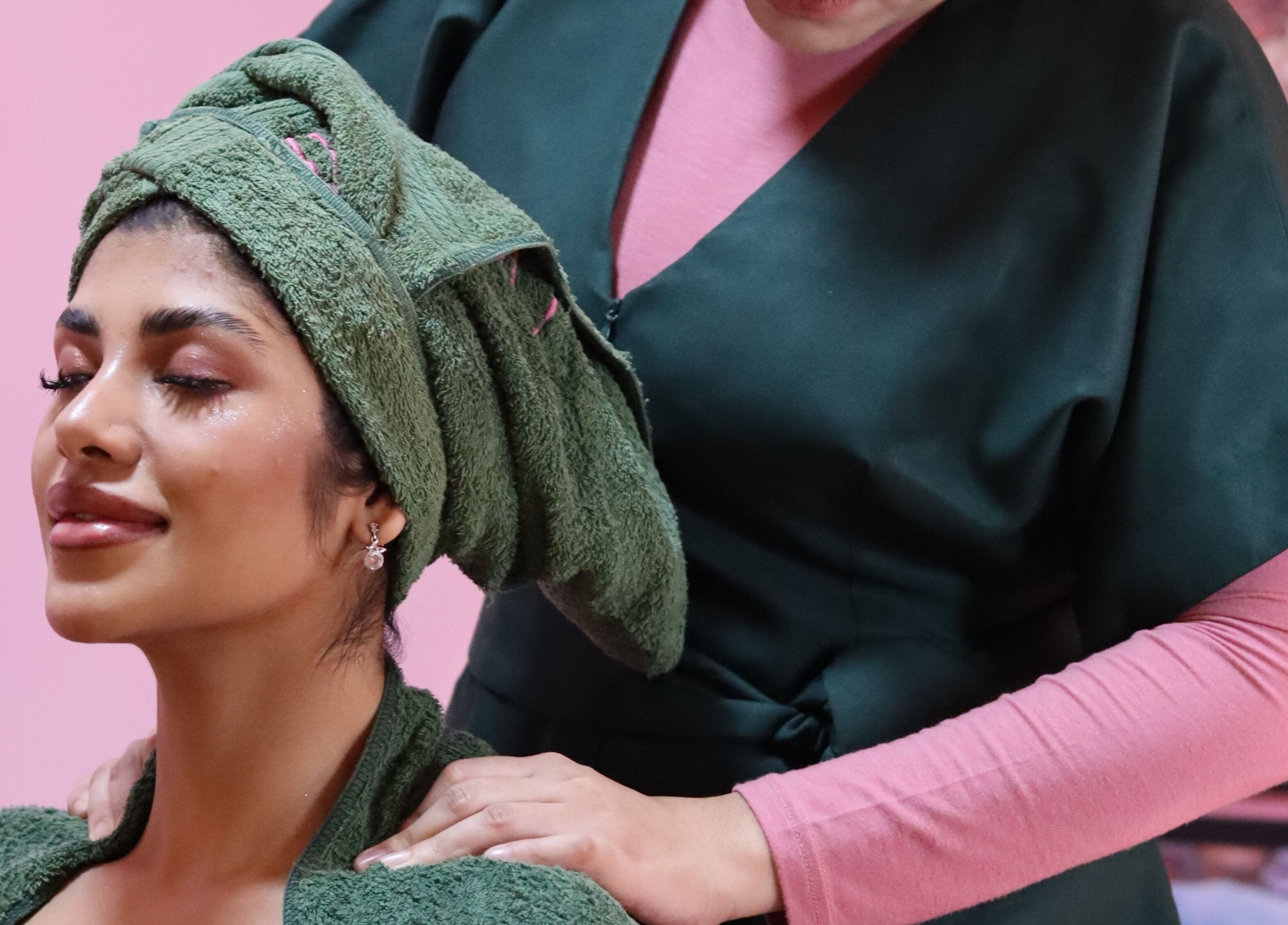 Relaxing massage session at PMC Beauty & Herbs, Shah Alam, Selangor, MY. Woman enjoying pampering in spa setting.