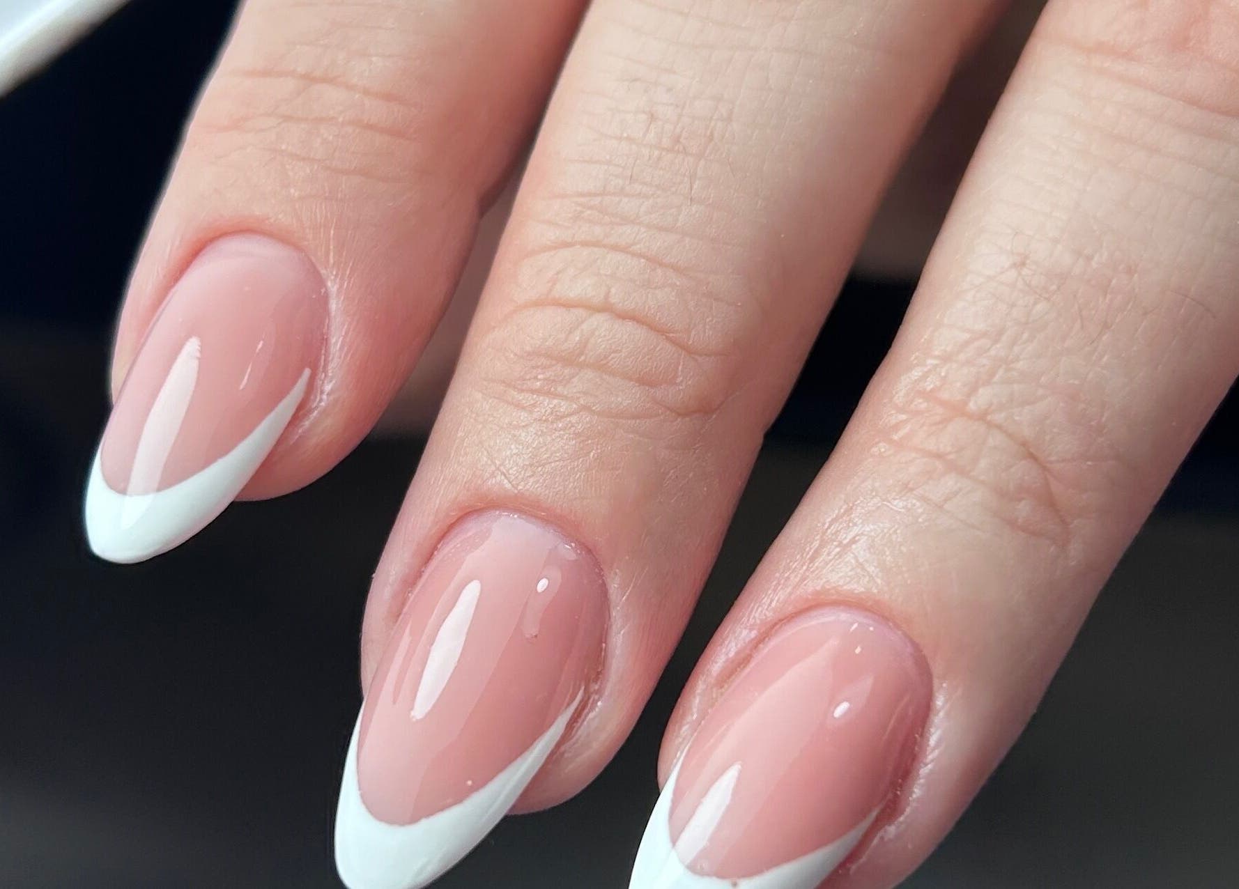 French manicure featuring elegant tips at Karolina.Nails & Beauty, Slough, England, GB.