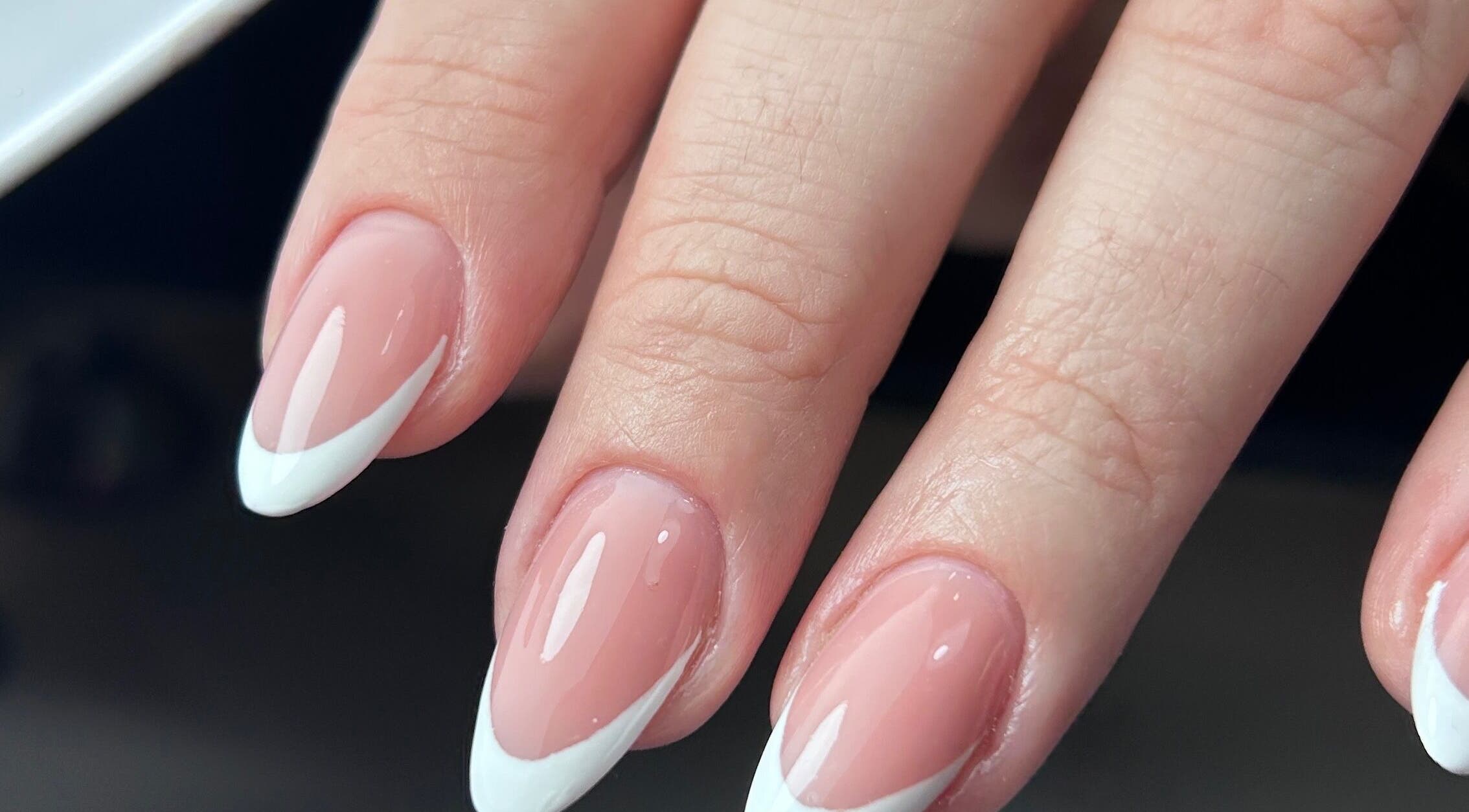 French manicure featuring elegant tips at Karolina.Nails & Beauty, Slough, England, GB.