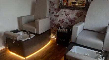 Luxurious pedicure chairs at Totally Polished Beauty & Nails in Drighlington, England, GB.