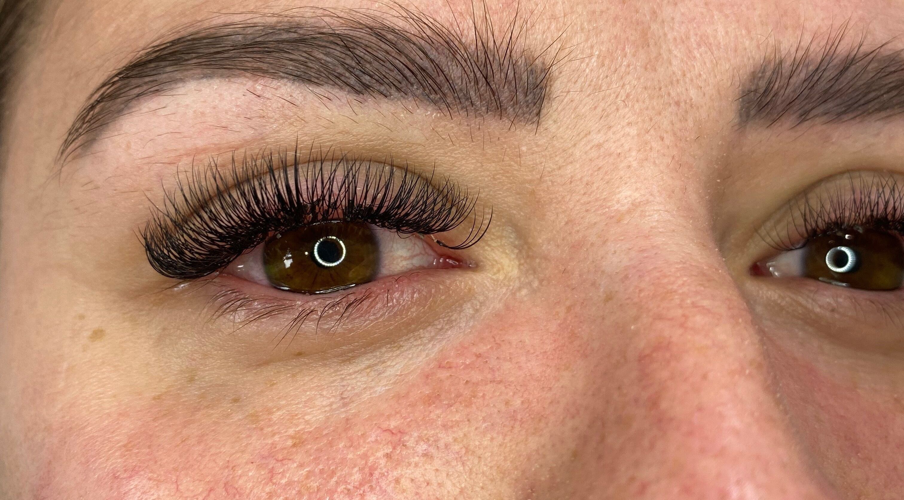 Close-up of eyelash extensions at Belles Beauty, Hemel Hempstead, England, GB, showcasing precision and elegance.