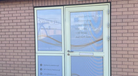 Entrance of GH Beauty in Peterborough, England, GB showcasing beauty services available.