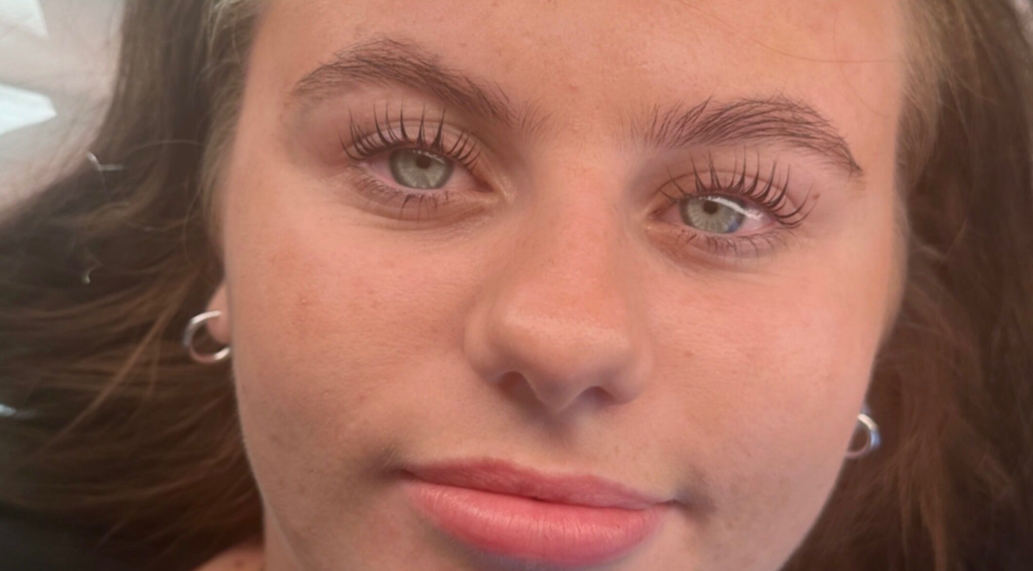 Close-up of enhanced eyelashes at GH Beauty, Peterborough, England, GB.
