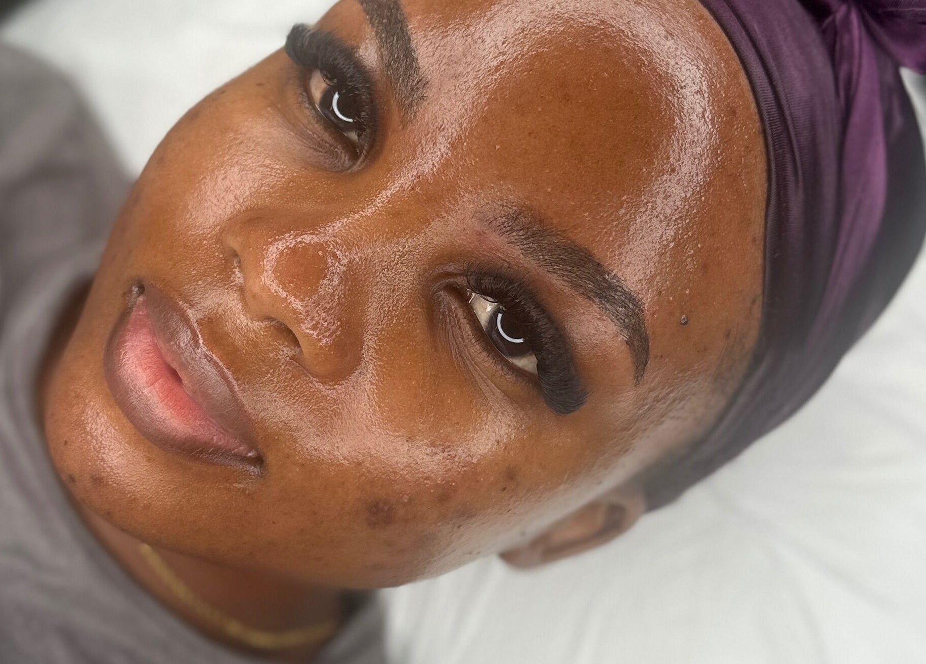 Close-up of a glowing complexion at GH Beauty, Peterborough, England, GB.