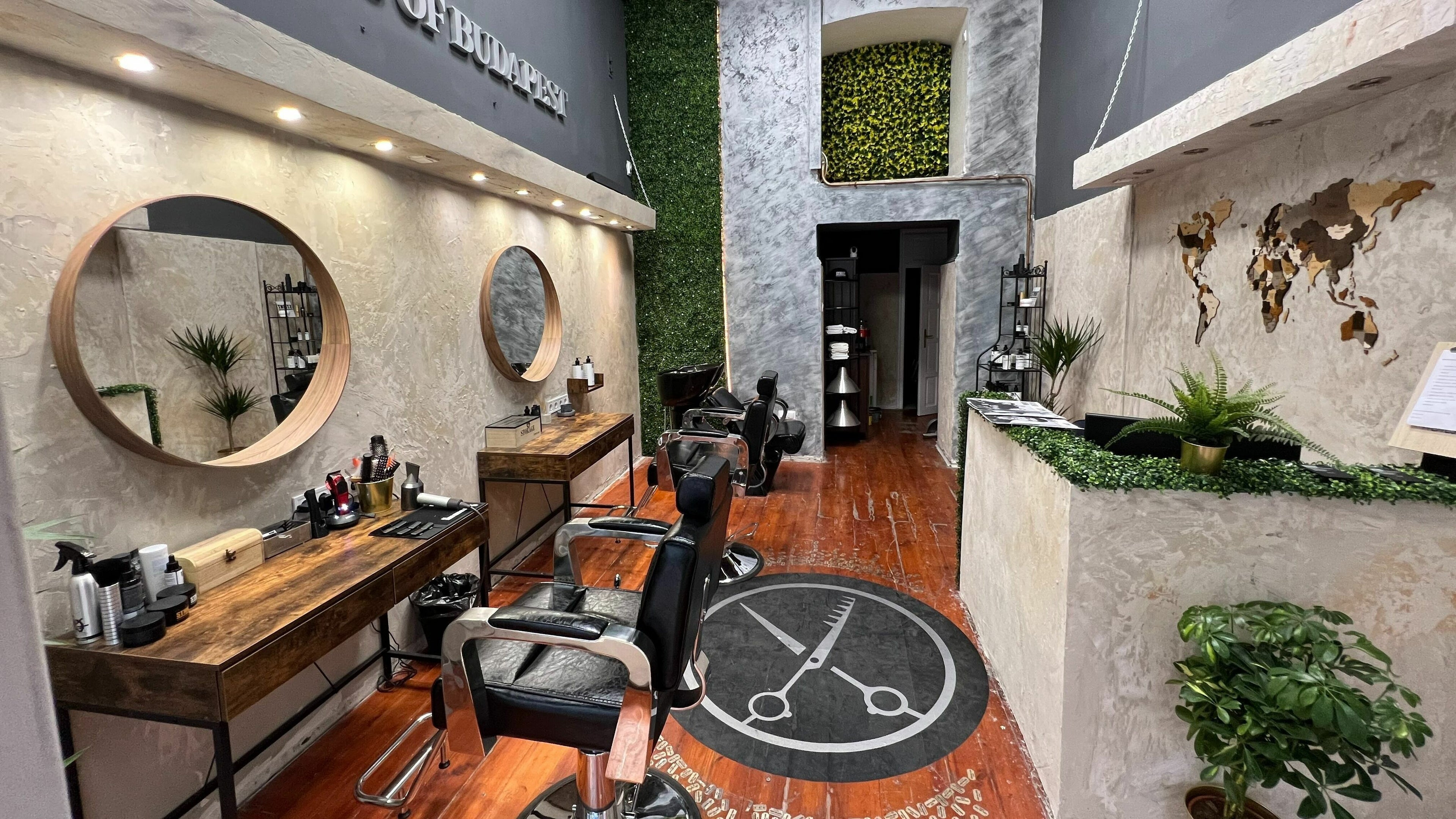 Stylish interior of Gents of Budapest (VI.ker) with modern decor in Budapest, Magyar, HU.