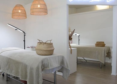 Tranquil spa room at Coastal Lash Co., Maroochydore, Queensland, AU, showcasing cozy treatment beds and stylish decor.