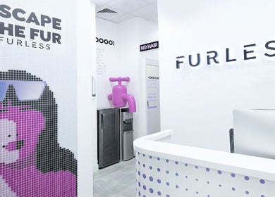 Reception area at Furless Permanent Muroor Road, Abu Dhabi with modern decor and welcoming design.