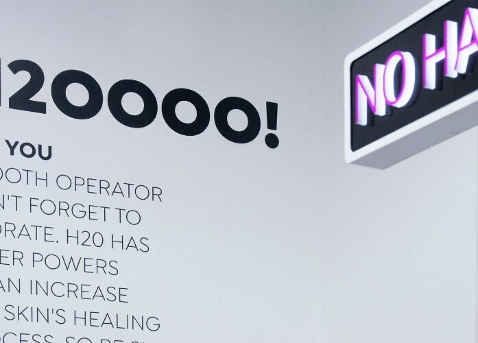 Motivational hydration message at Furless Permanent Muroor Road (Abu Dhabi/Electrolysis), Abu Dhabi, AE.