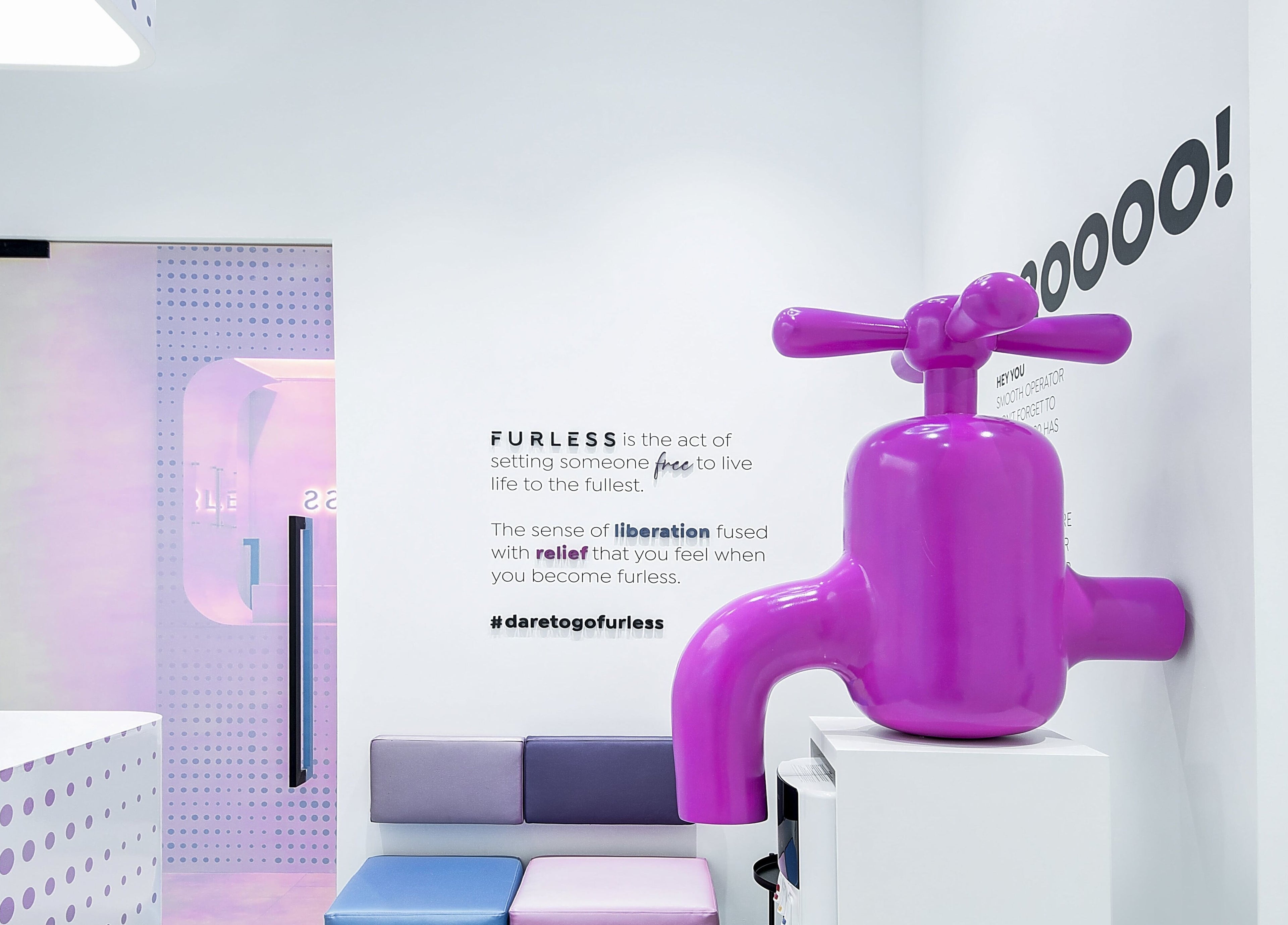 Modern interior decor at Furless Permanent Rabdan Mall in Abu Dhabi, focusing on bold design elements.