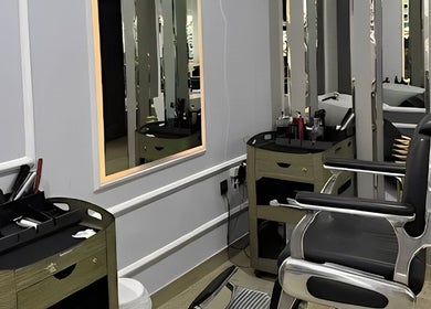 Modern barber station at BRILLIANT STYLES GENTS SALON - SPA, Al Barsha 1, Dubai.
