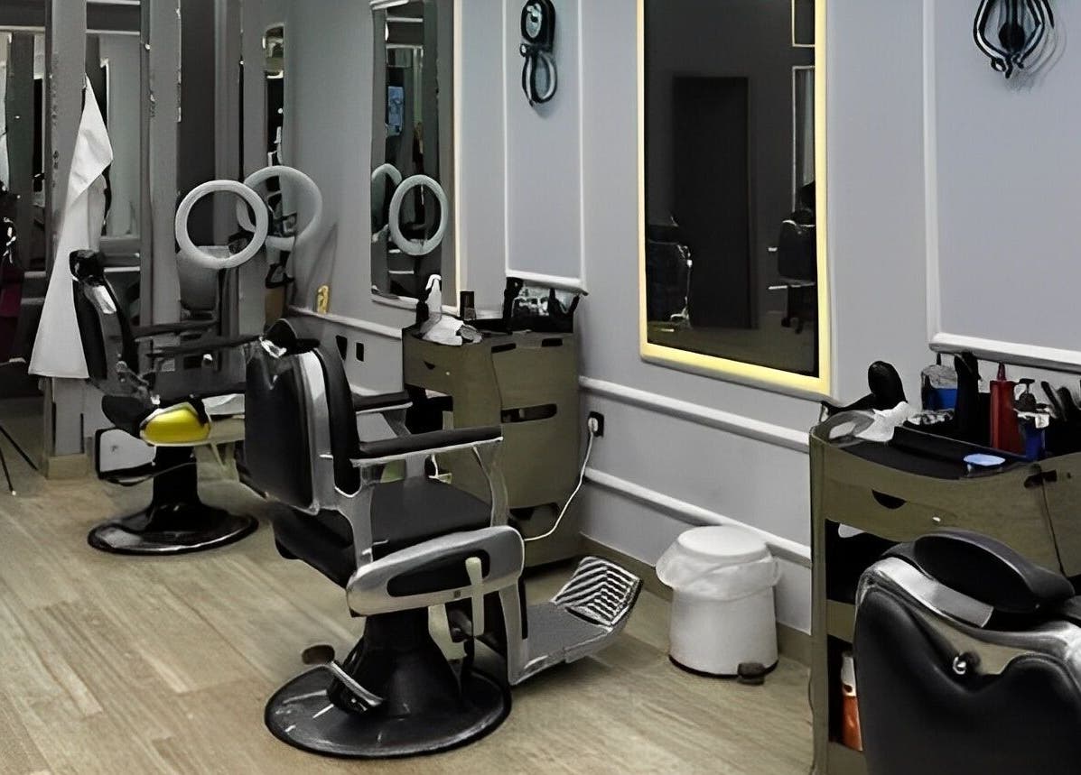 Chic interior of Brilliant Styles Gents Salon in دبي Dubai, AE, showcasing modern barber chairs and mirrors.