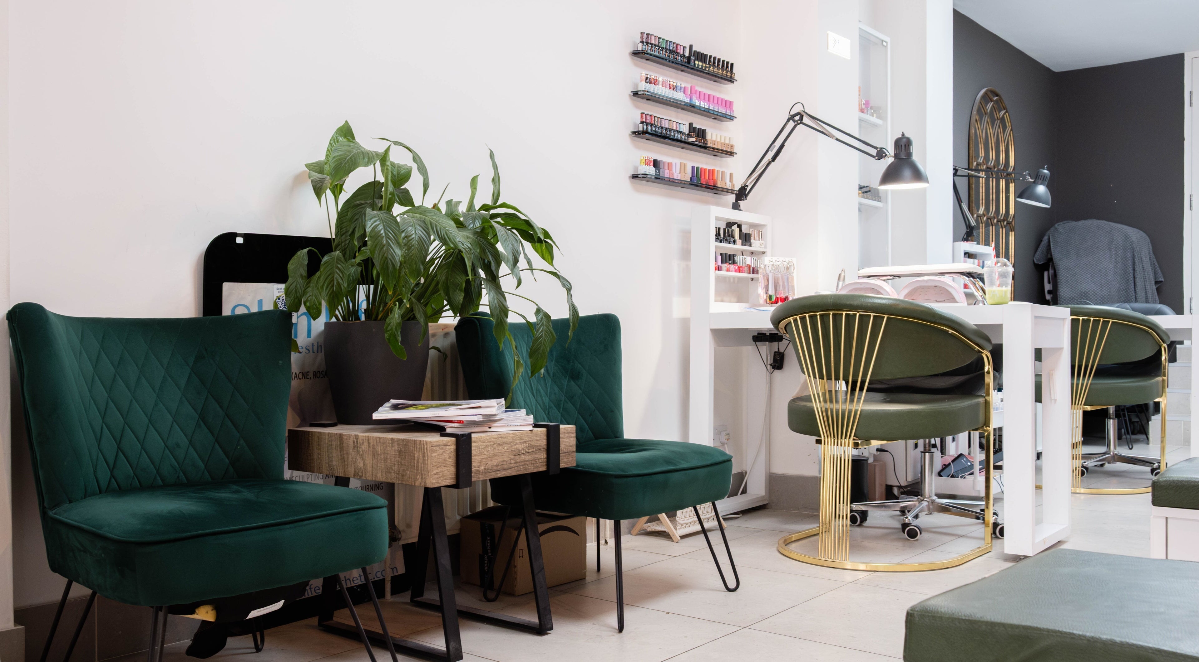 Elegant nail salon at Viktoria Pereviazko Professional Nails Artist, London, England, GB with modern decor.