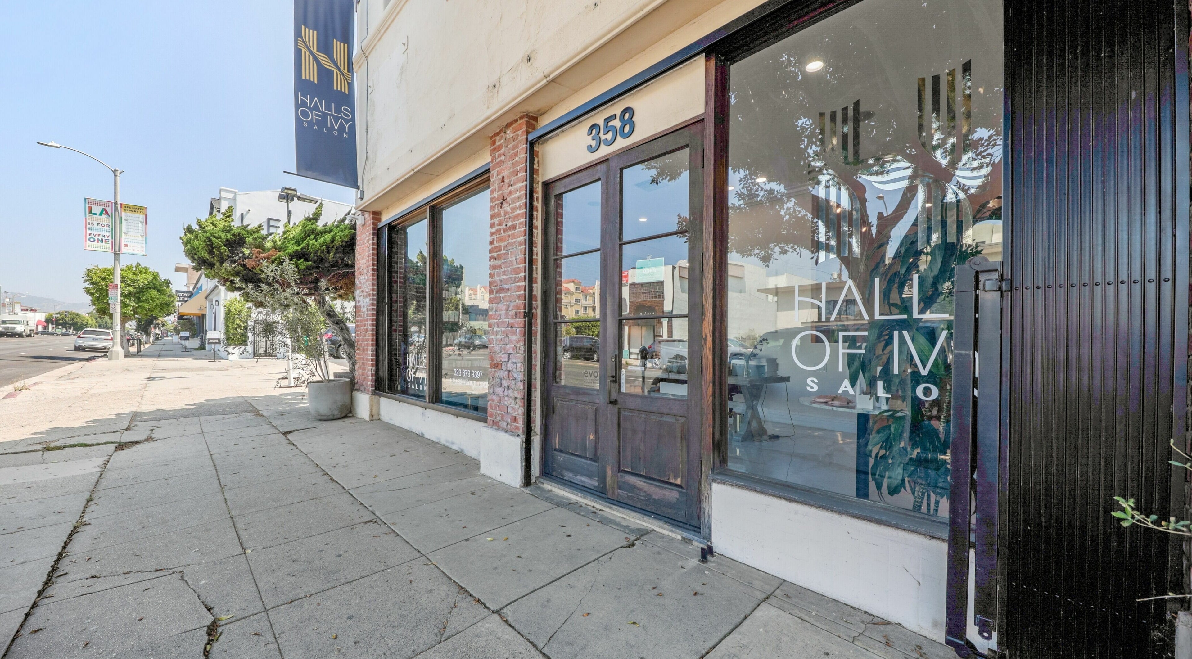 Exterior of Halls Of Ivy Salon in Los Angeles, California, US, showcasing modern design and inviting atmosphere.