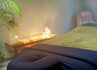 Relaxing massage room at Integrative Bodywork, Massage & Somatic Therapy - Makia Mullen, Dublin, County Dublin, IE.