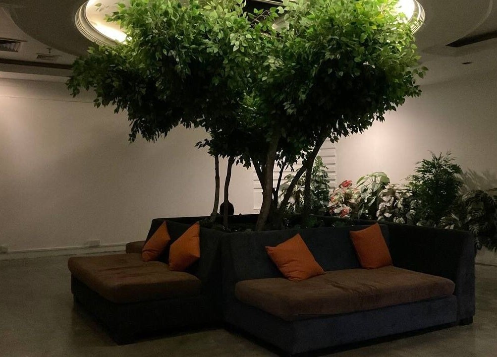 Relaxing seating area with lush greenery at LAWA LAWA SPA @Menara Zurich, Johor Bahru, Johor, MY.