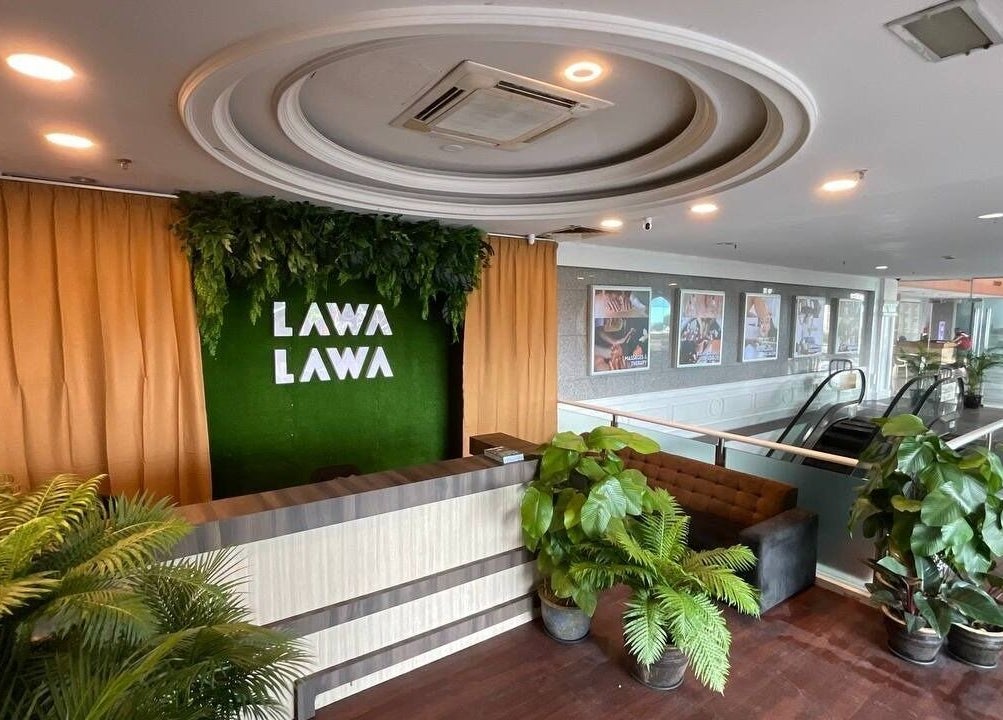 Reception area at LAWA LAWA SPA @Menara Zurich, adorned with plants and modern decor, Johor Bahru, Johor, MY.