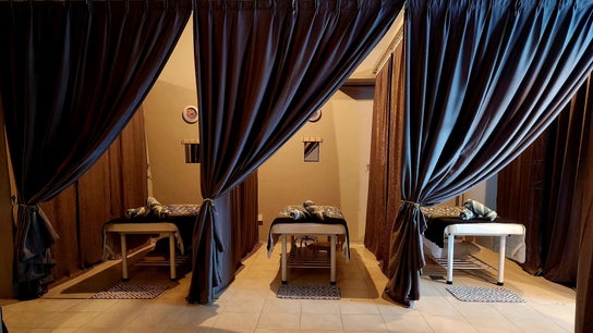 Private massage rooms at LAWA LAWA SPA @Larkin Sentral, Johor Bahru, Johor, MY with elegant draped curtains.