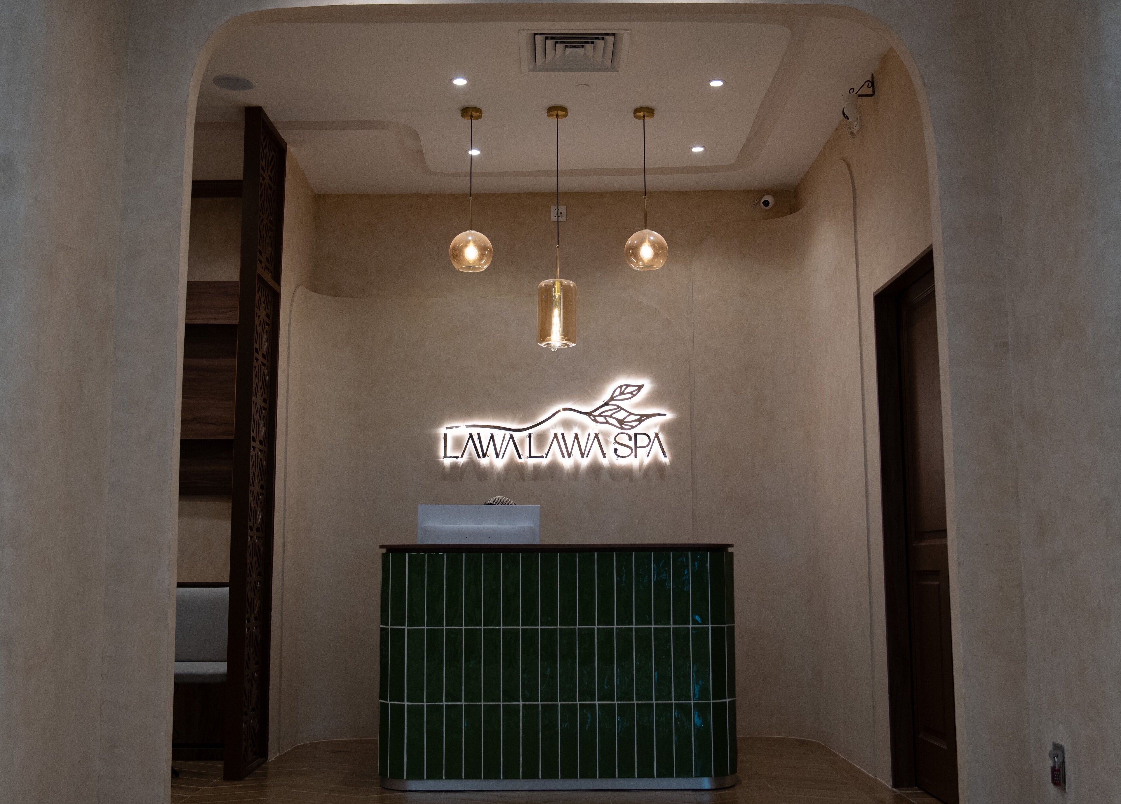 Entrance of LAWA LAWA SPA @Komtar JBCC in Johor Bahru, MY with stylish lighting and modern decor.