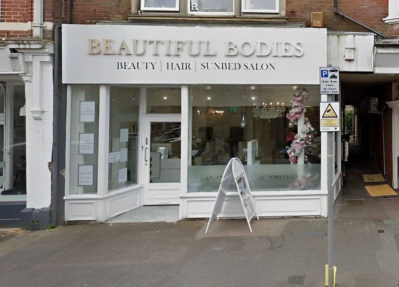 Beautiful Bodies & Aesthetics salon front on a bustling street in Bournemouth, England, GB.