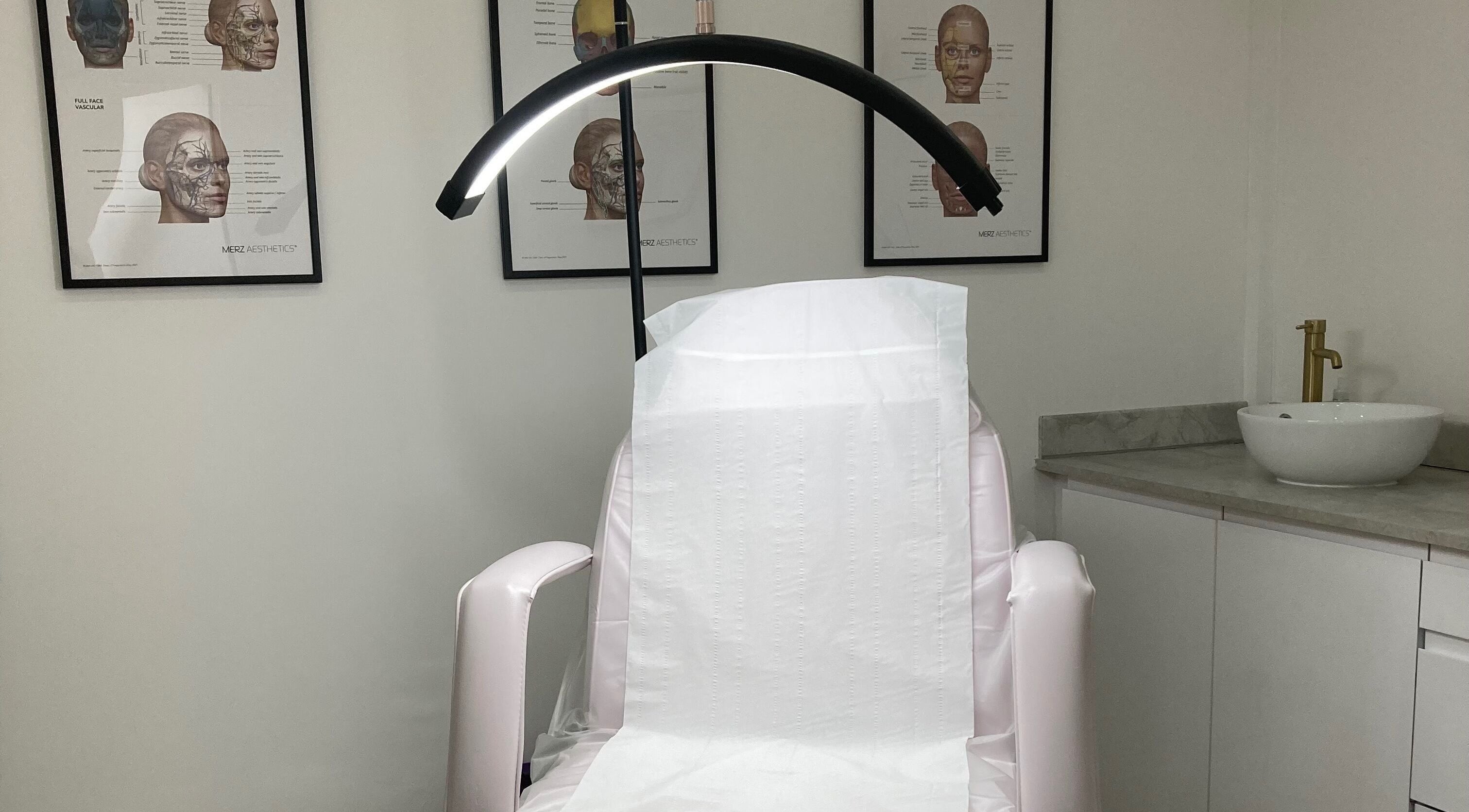 Calm aesthetic room with treatment chair at Lucy Angel, Lowestoft, GB.