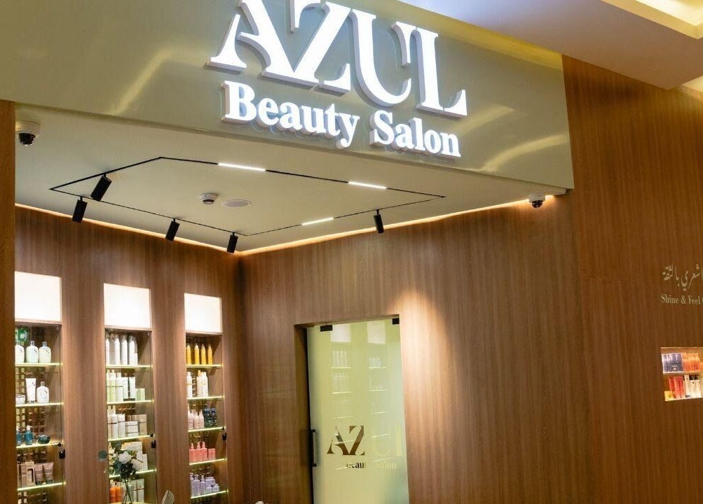Entrance of AZUL BEAUTY SALON-L.L.C featuring stylish display in Abu Dhabi, Abu Dhabi, AE.
