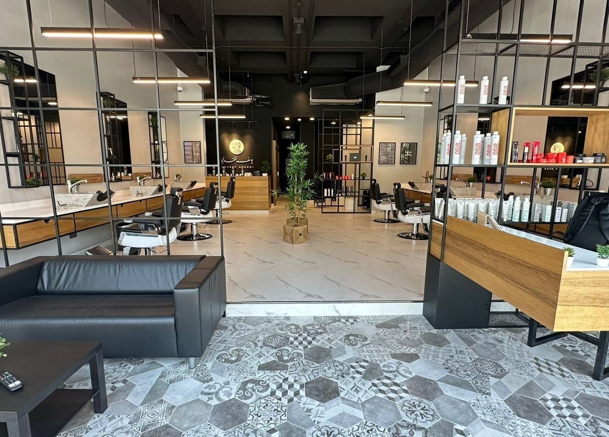 Stylish salon interior at Yousef Afandi Express- University of Jordan, Amman, Amman Governorate, JO. Modern design with curated details.