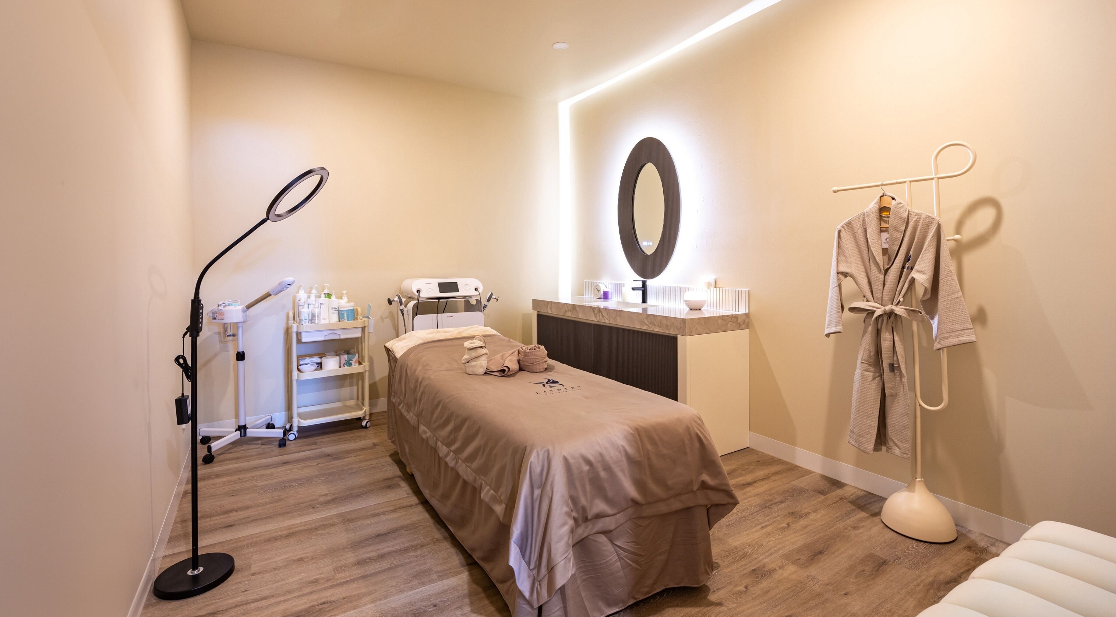 Relaxing treatment room at Laydeez Skin Laser Clinic, Melbourne, Victoria, AU, featuring cozy decor.