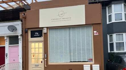 Connect Beauty storefront at 77B London Road, Brighton, England, GB. Eyelash and brow salon.