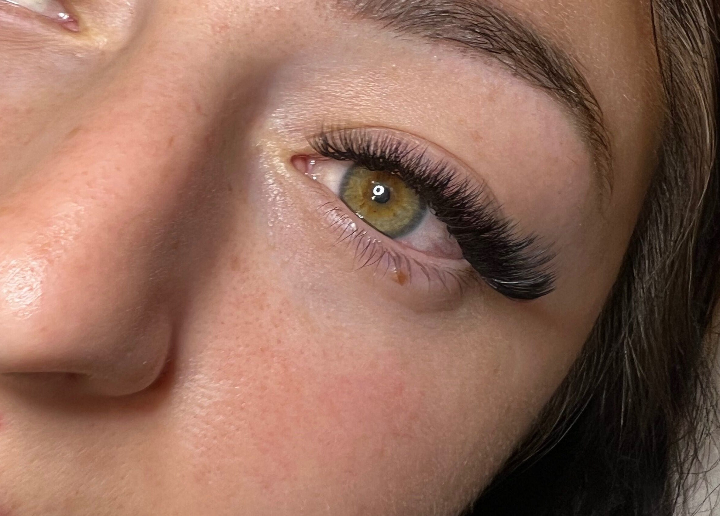 Close-up of elegant eyelash extensions by Connect Beauty in Brighton, England, GB.