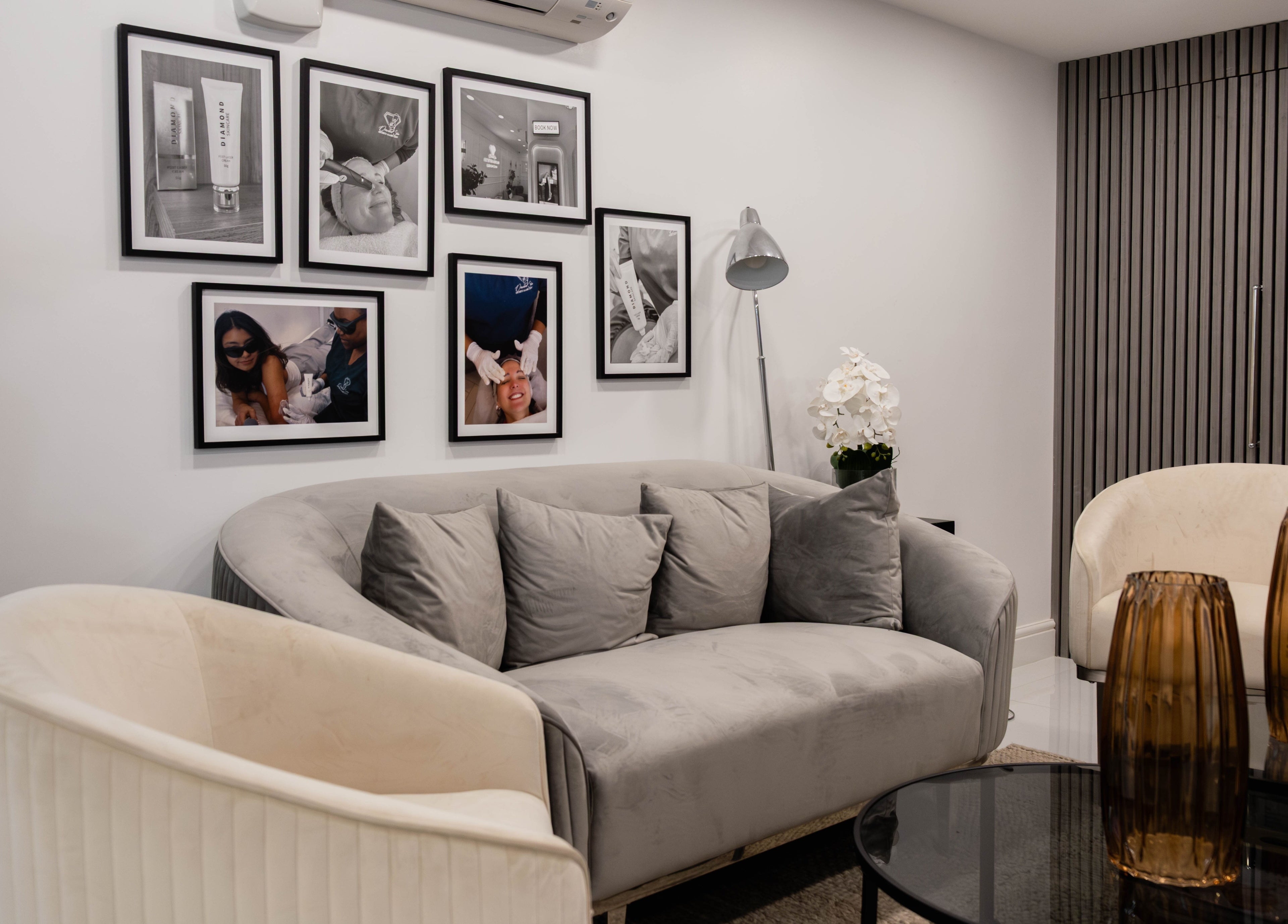 Modern lounge at Diamond Skin Doctor Led Aesthetic And Laser Clinic - Knightsbridge, London, England, GB.