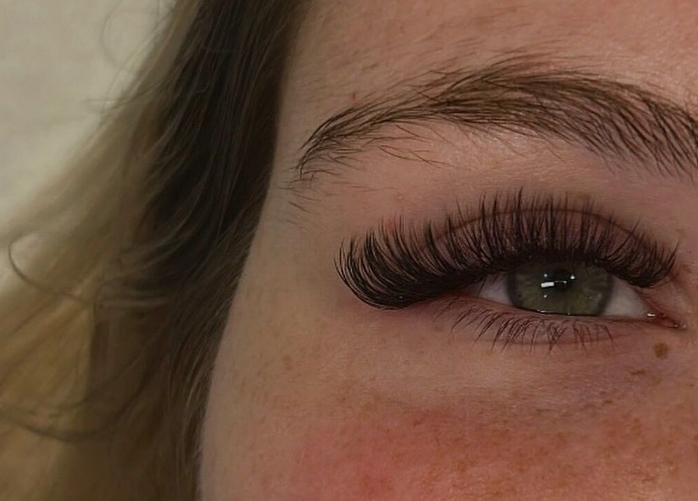 Close-up of eyelash extensions at Enhanced by Els, Worthing, England, GB.