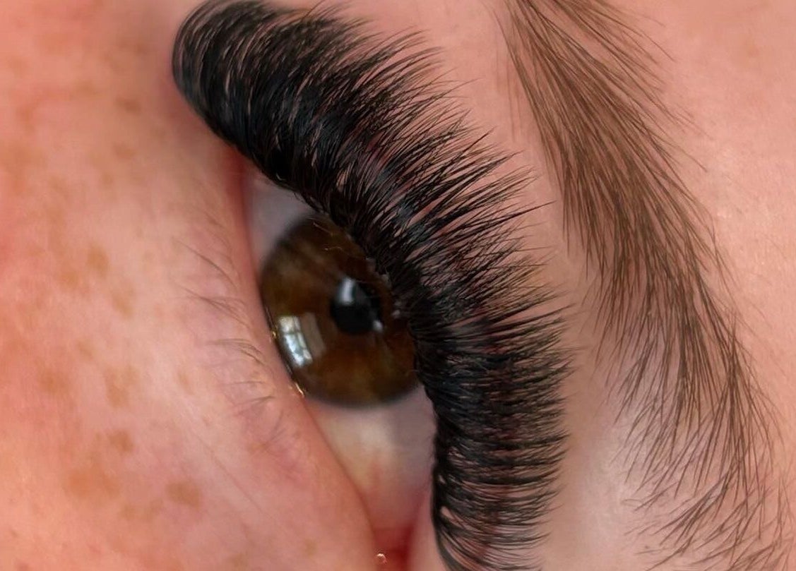 Close-up of lush eyelash extensions at Enhanced by Els, Worthing, England, GB.