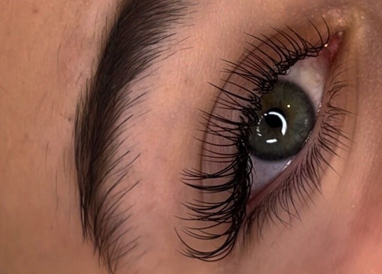 Close-up of eye with elegant lashes at Enhanced by Els, Worthing, England, GB.