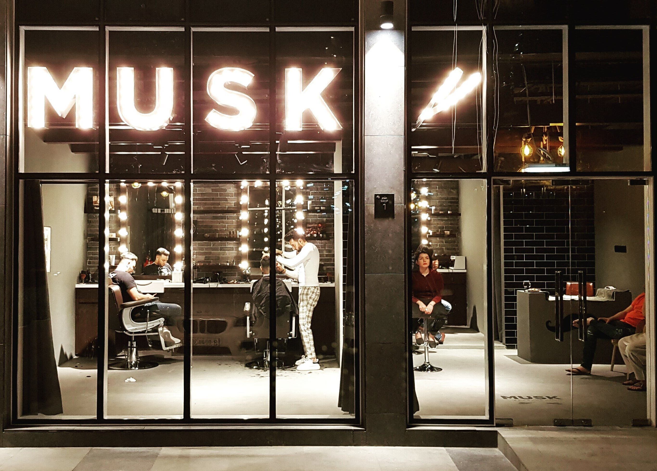 View into Musk Barbershop JVC, Dubai, Dubai, AE showcasing expert grooming and modern design.