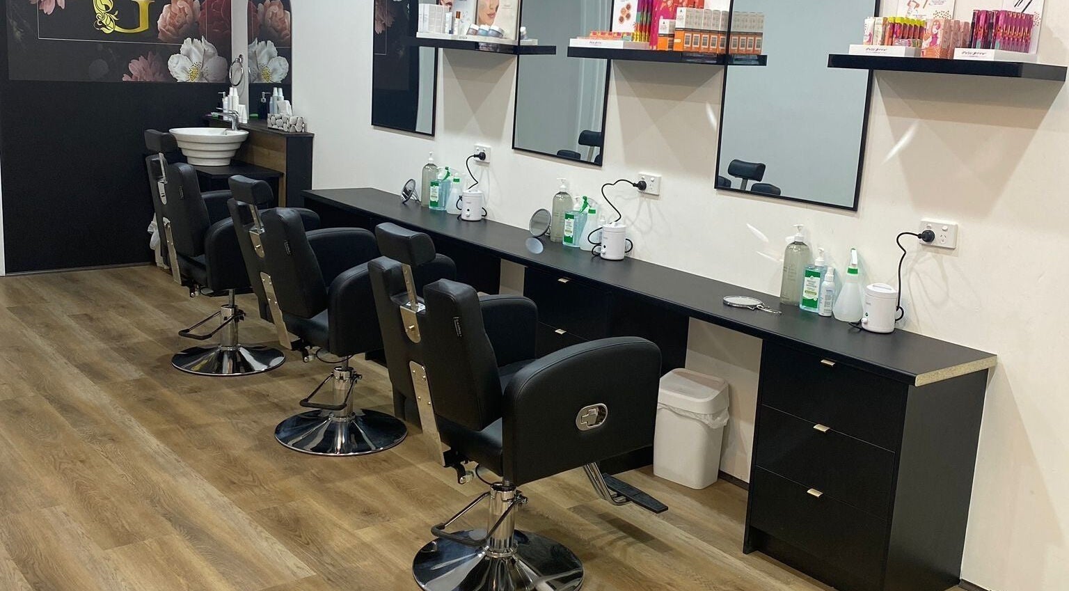 Modern salon seating at Glam & Glow Beauty Studio in Morphett Vale, South Australia, AU.