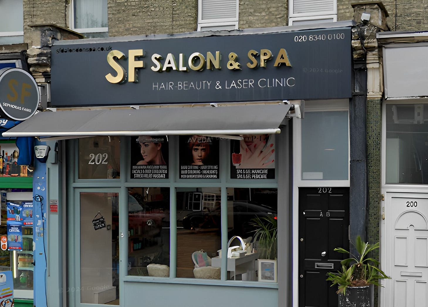 Front view of SF Salon & Spa near Lash by Daria, London, England, GB, showcasing modern beauty services.