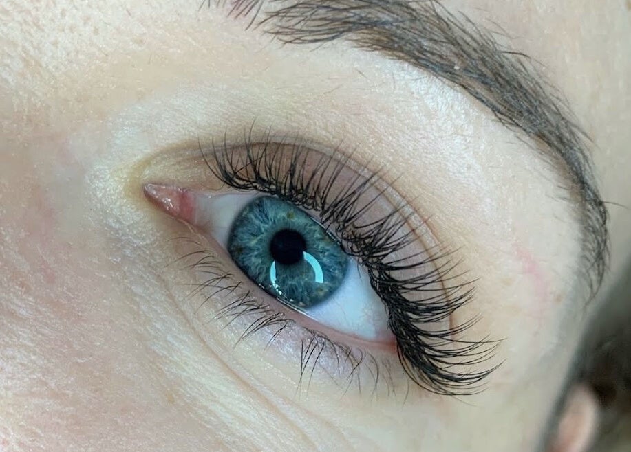 Close-up of flawless eyelash extensions at Lash by Daria, London, England, GB.
