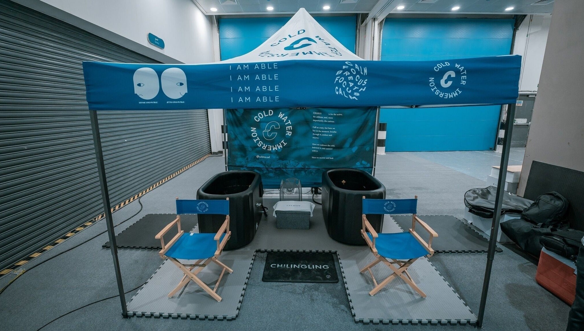 Celsius Cold Water Immersion setup with chairs and tubs in Abu Dhabi, Abu Dhabi, AE.