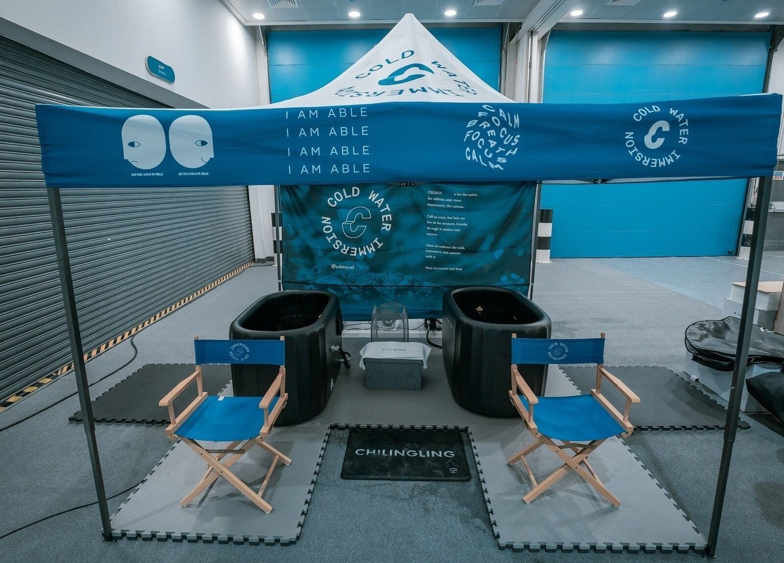Celsius Cold Water Immersion setup with chairs and tubs in Abu Dhabi, Abu Dhabi, AE.