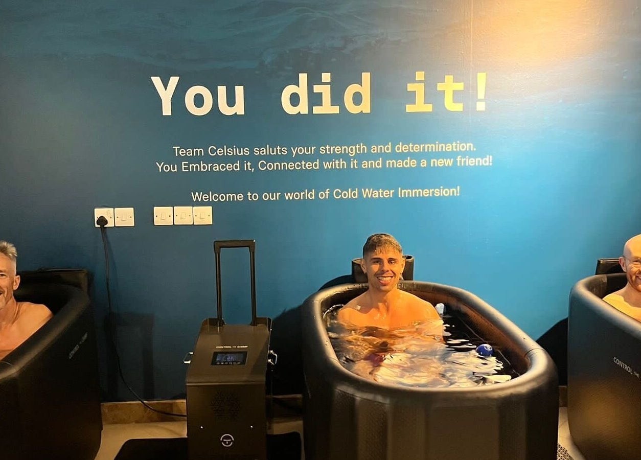 Guests enjoying cold water immersion at Celsius Cold Water Immersion, Abu Dhabi, AE. Relax and rejuvenate.