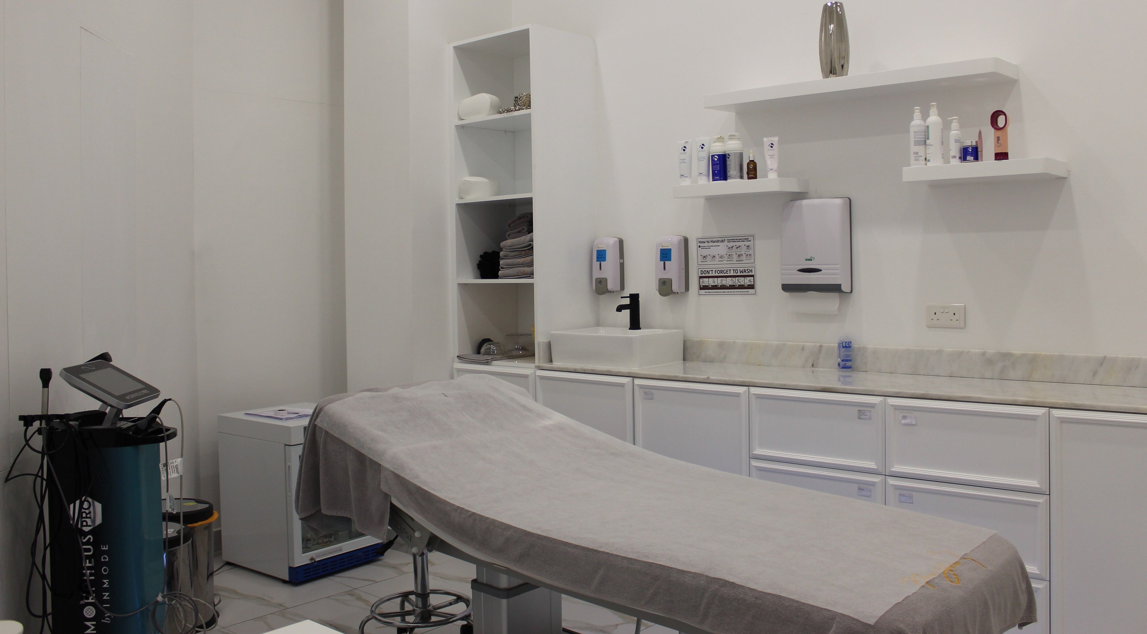 Serene treatment room at NewYou P C C Poly Clinic LLC in Dubai, Dubai, AE, featuring modern equipment and soothing decor.